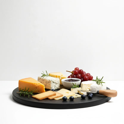 Etsu: Modern Round Shou Sugi Ban Board for Entertaining & Display