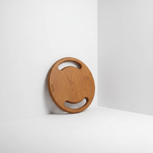 Zou natural round cutting board studio sample